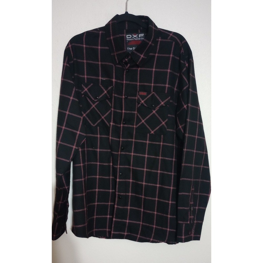 Dixxon Flannel Co The Gridlock Black Red Plaid D-Tech Shirt Mens XL Long Sleeve